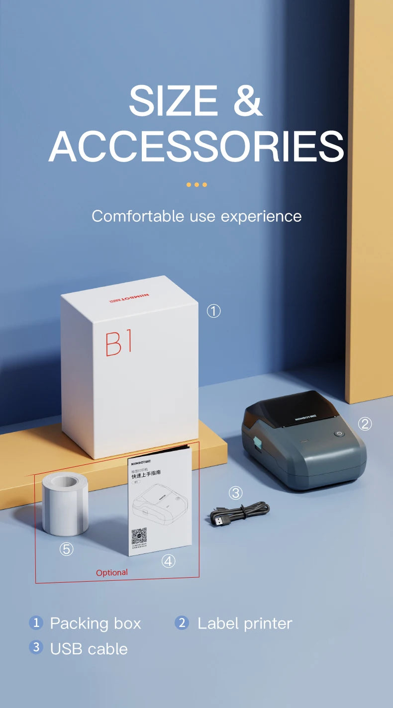 Shopdroplo Mini Label Thermal Printer Niimbot B1 Portable Bluetooth Sticker & Tag Printer