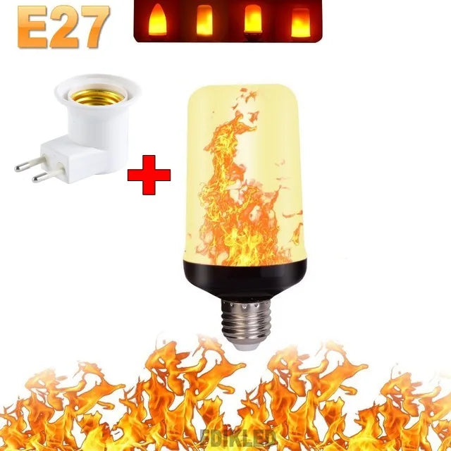 Shopdroplo LED Flame Light Bulb – 4 Modes Flickering Fire Effect for Party, KTV, Garden & Home Decor (E27/B22 Base)