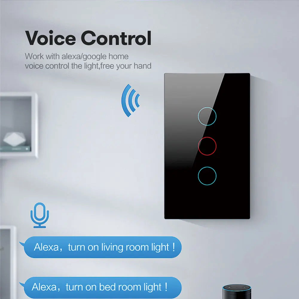 Shopdroplo™ Tuya Smart WiFi Wall Switch – No Neutral Wire, Voice-Controlled, RF433 Touch Sensor for Smart Homes