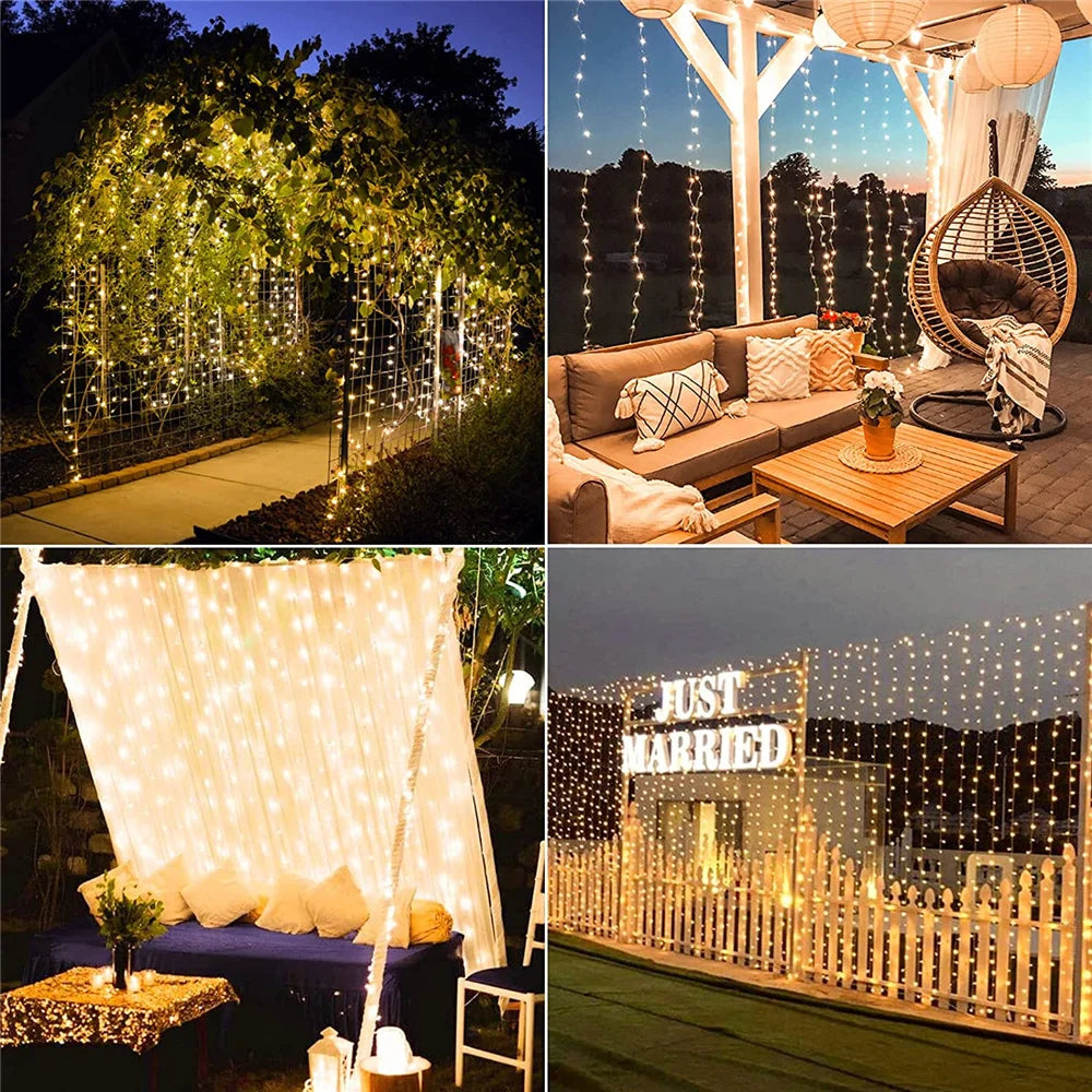 Shopdroplo LED Solar Fairy Curtain Lights – Waterproof Outdoor String Lights for Garden & Christmas Décor