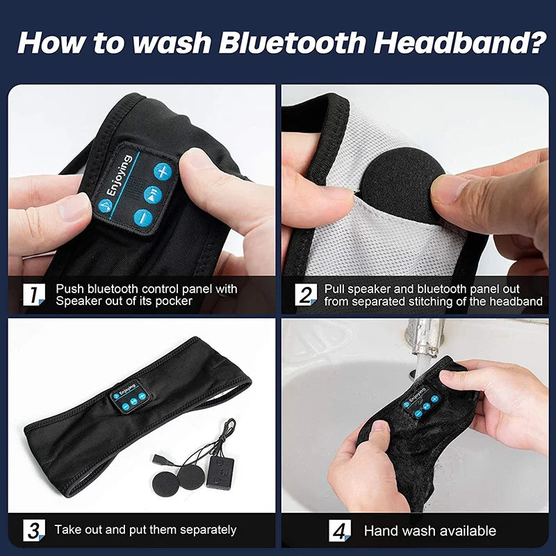 Shopdroplo Fone Bluetooth Earphones Sports Sleeping Headband Wireless Music Eye Mask