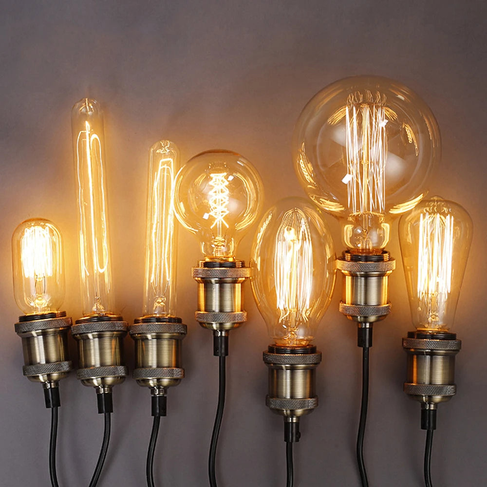 Shopdroplo Dimmable Edison Vintage Light Bulb – E27 40W 220V Retro Amber Glass Incandescent Lamp for Home Decor