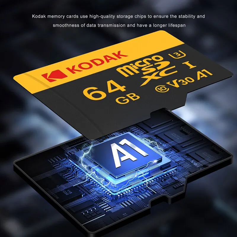 Shopdroplo™ Kodak MicroSD Memory Card – Up to 512GB U3 V30 TF Card for 4K Video, Phones, Cameras & Drones