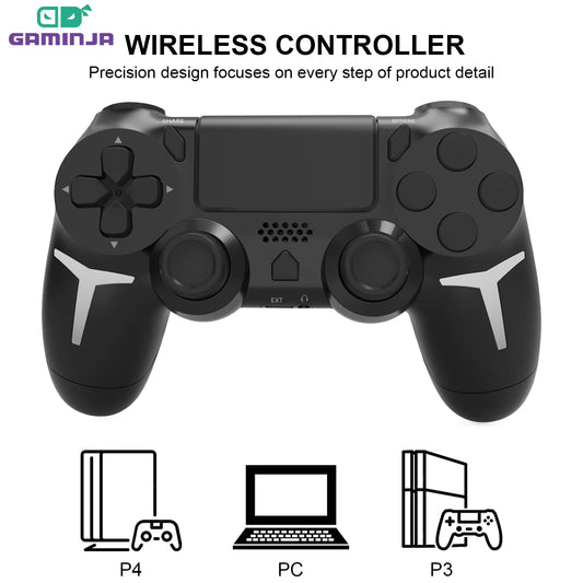 Shopdroplo GAMINJA Wireless Bluetooth Gamepad – Dual Vibration PS4/PS3/PC Controller with Touchpad & 6-Axis Motion Sensor