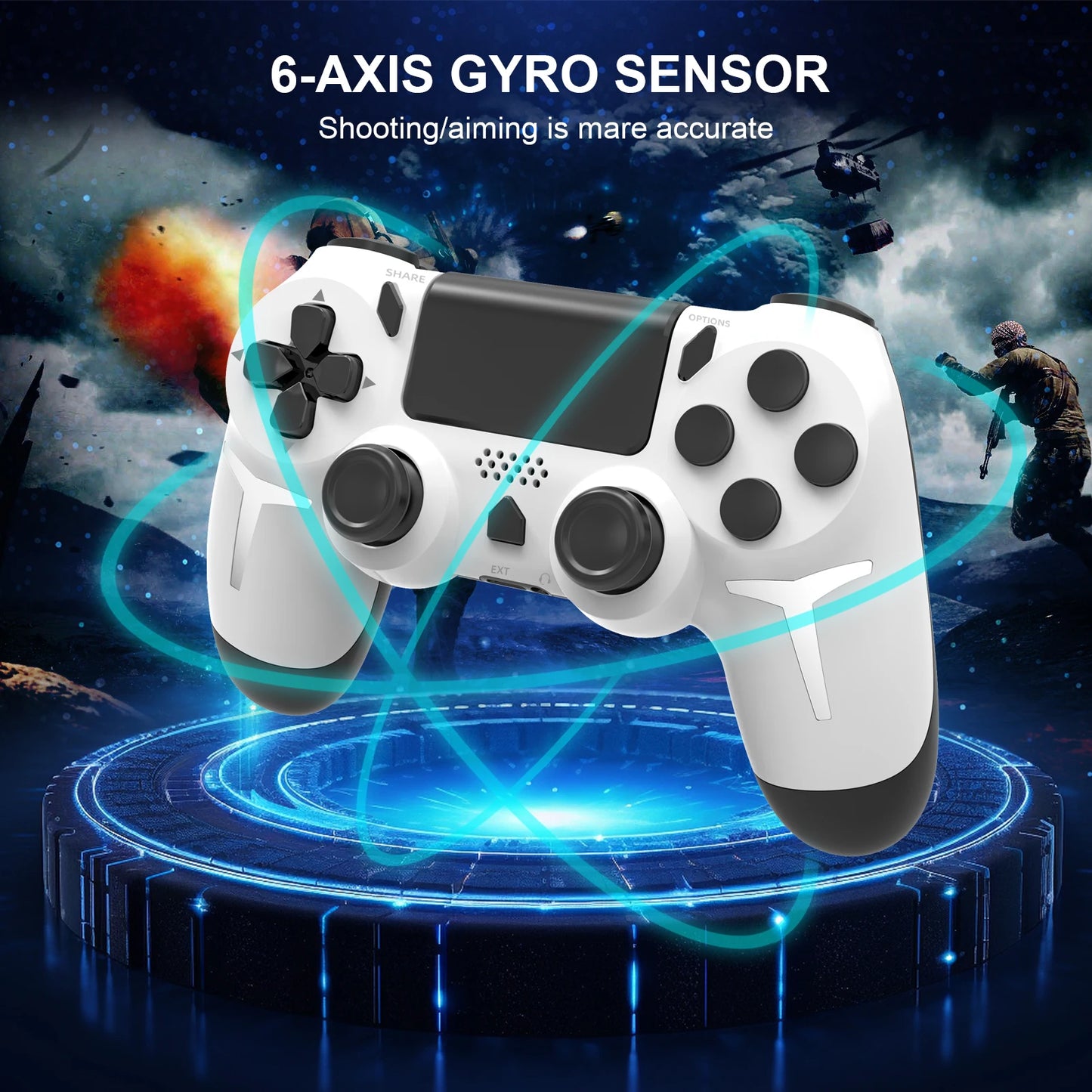 Shopdroplo GAMINJA Wireless Bluetooth Gamepad – Dual Vibration PS4/PS3/PC Controller with Touchpad & 6-Axis Motion Sensor