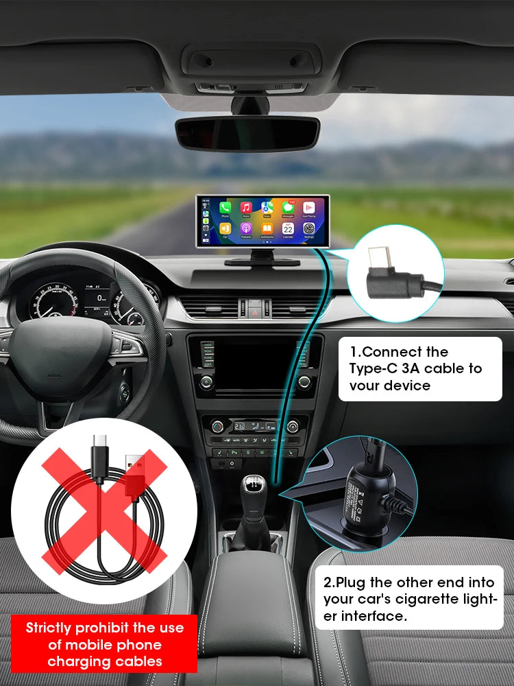 Shopdroplo™ 11.26" 4K Smart Dash Cam with CarPlay, Android Auto, Dual Lens, GPS & Touchscreen Mirror Display