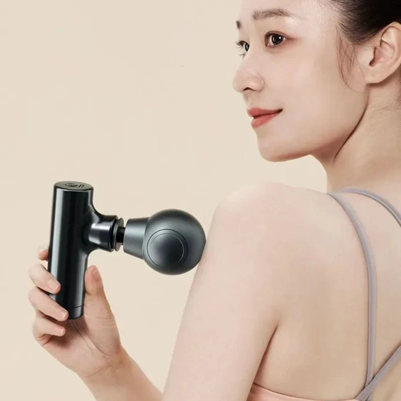 Shopdroplo™ Mini LCD Fascia Massage Gun – 6 Heads Deep Tissue Massager for Neck, Feet & Full Body (USB Rechargeable)