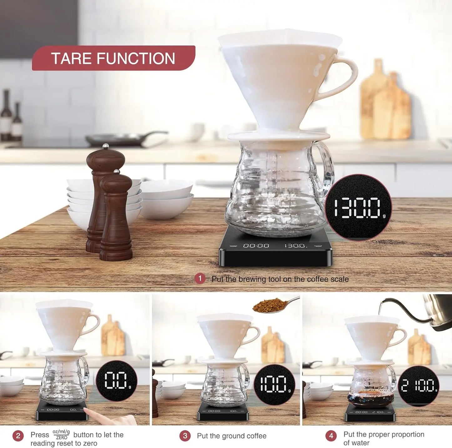 Shopdroplo Digital Kitchen Scale – High Precision Coffee & Food Scale with Timer, LED Display, Portable Baking Tool
