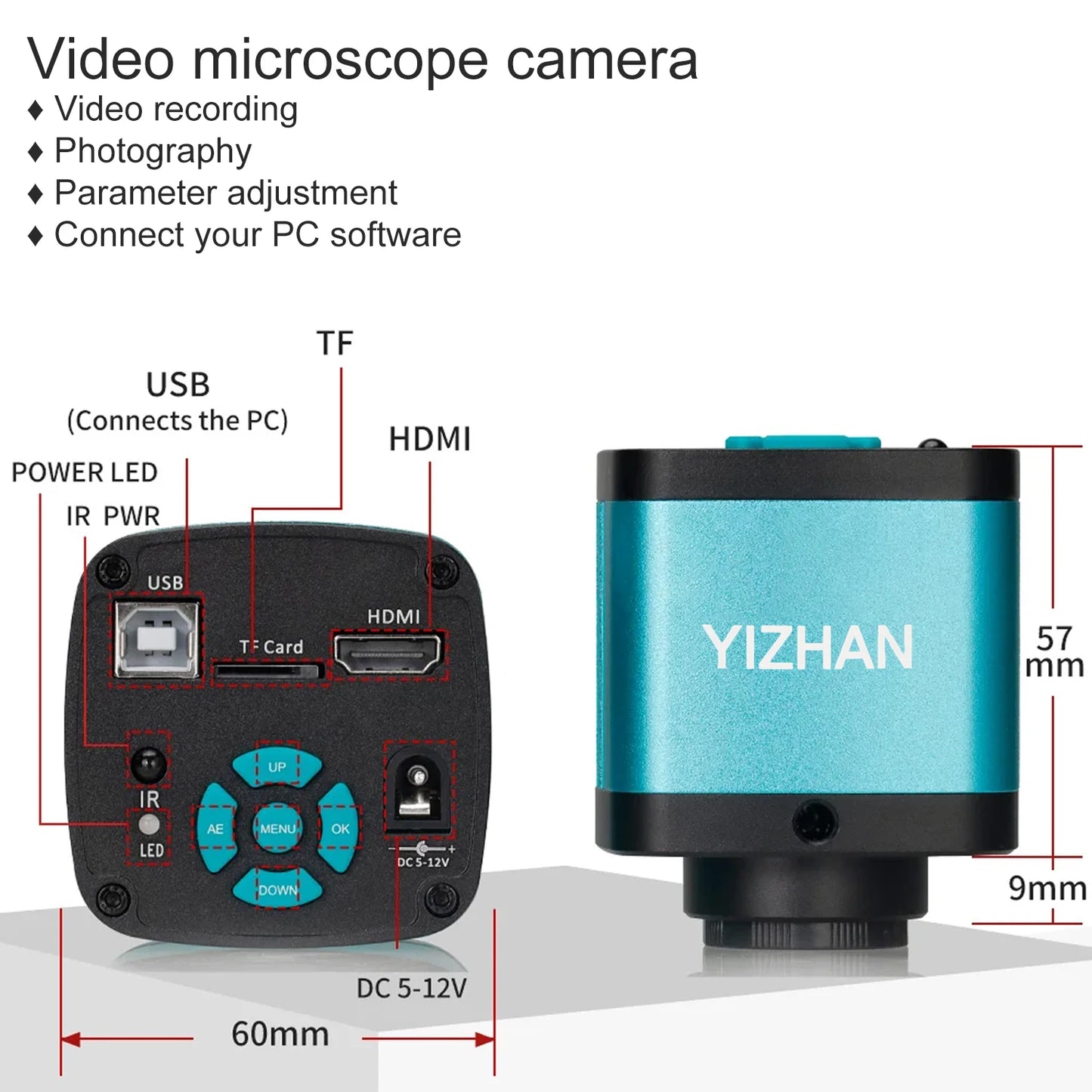 Shopdroplo YIZHAN 48MP 4K Soldering Microscope – HDMI/USB Digital Video Microscope with 150X Lens, LED Light & Adjustable Stand