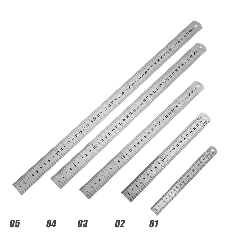 Shopdroplo Stainless Steel Double-Sided Precision Ruler – Metric & Imperial Measuring Tool (15cm to 50cm)