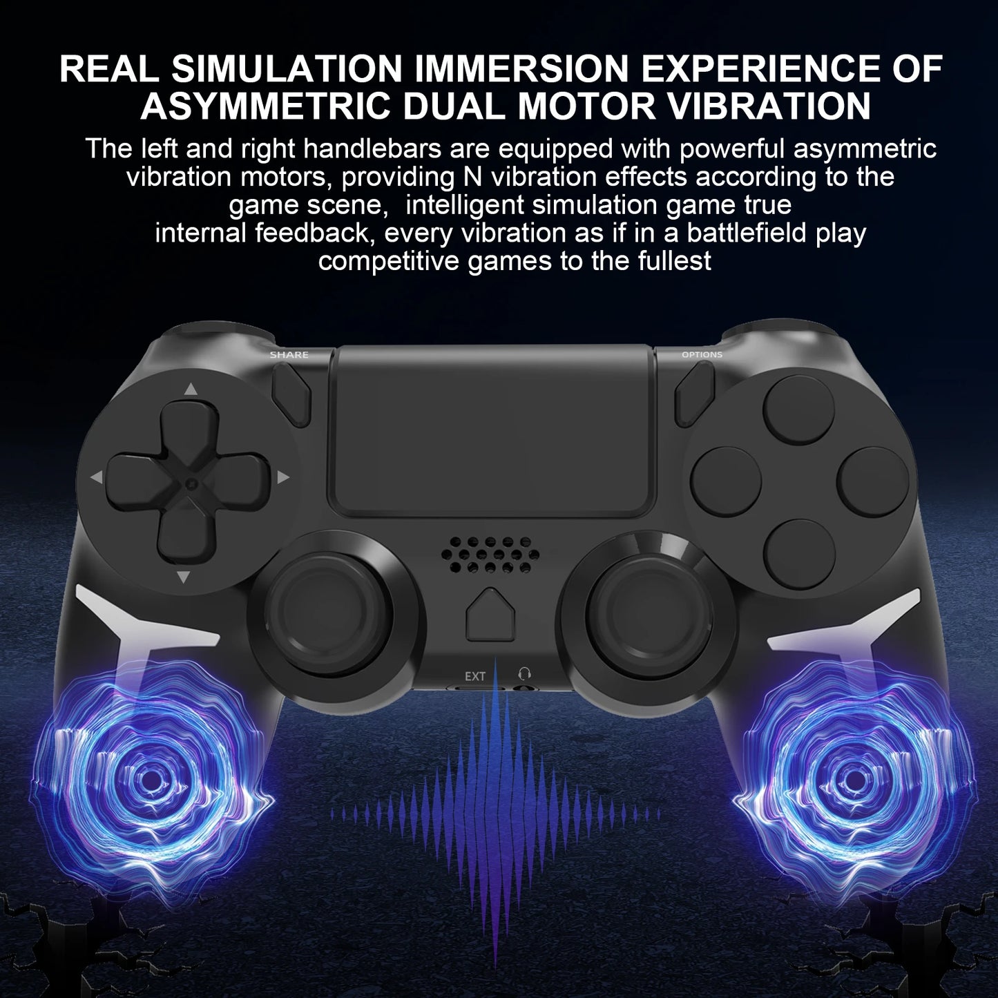 Shopdroplo GAMINJA Wireless Bluetooth Gamepad – Dual Vibration PS4/PS3/PC Controller with Touchpad & 6-Axis Motion Sensor