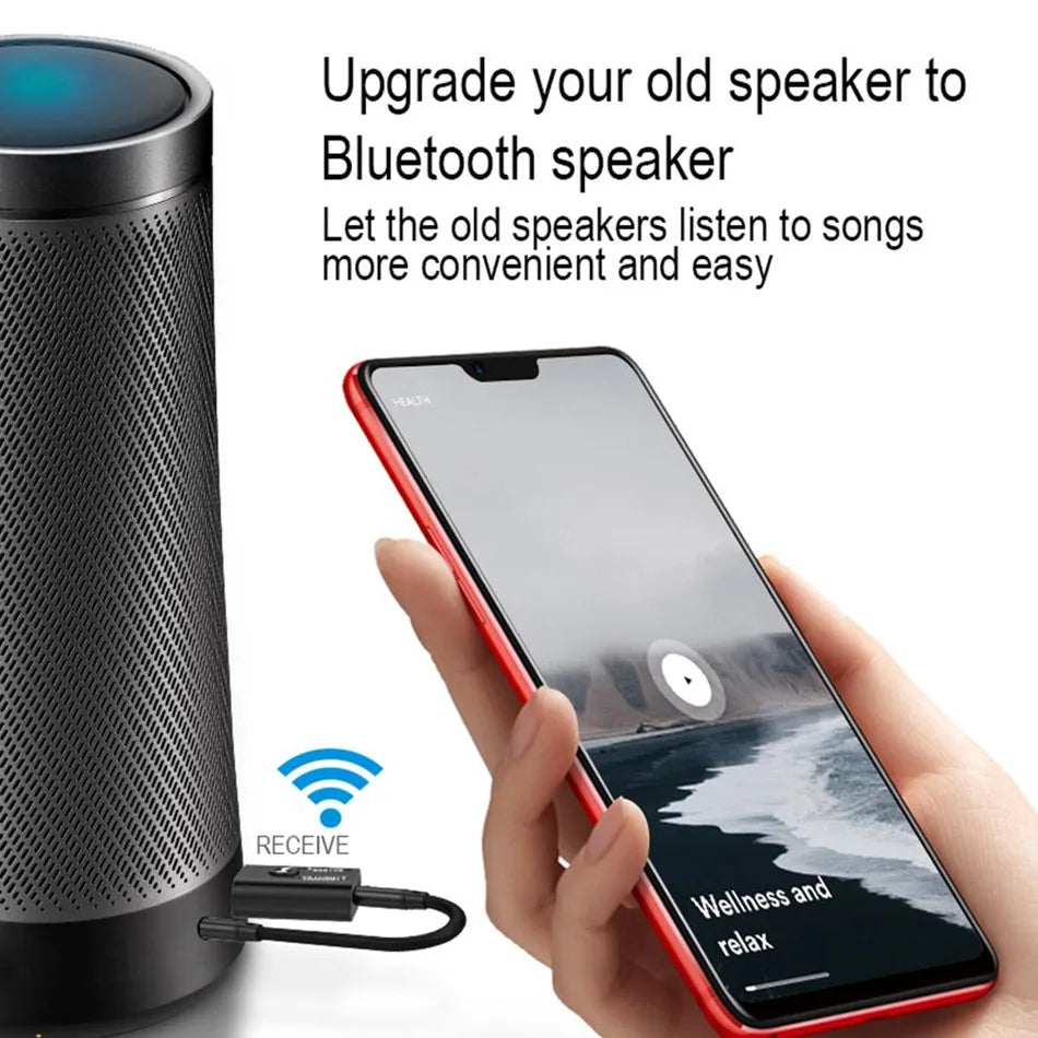 Shopdroplo Bluetooth 5.0 Audio Transmitter & Receiver – Wireless 3.5mm AUX & RCA USB Dongle Adapter for TV, Car, Speakers & Headphones