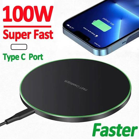 Shopdroplo™ 100W Fast Wireless Charging Pad – Slim Charger for iPhone, Samsung, Xiaomi & More