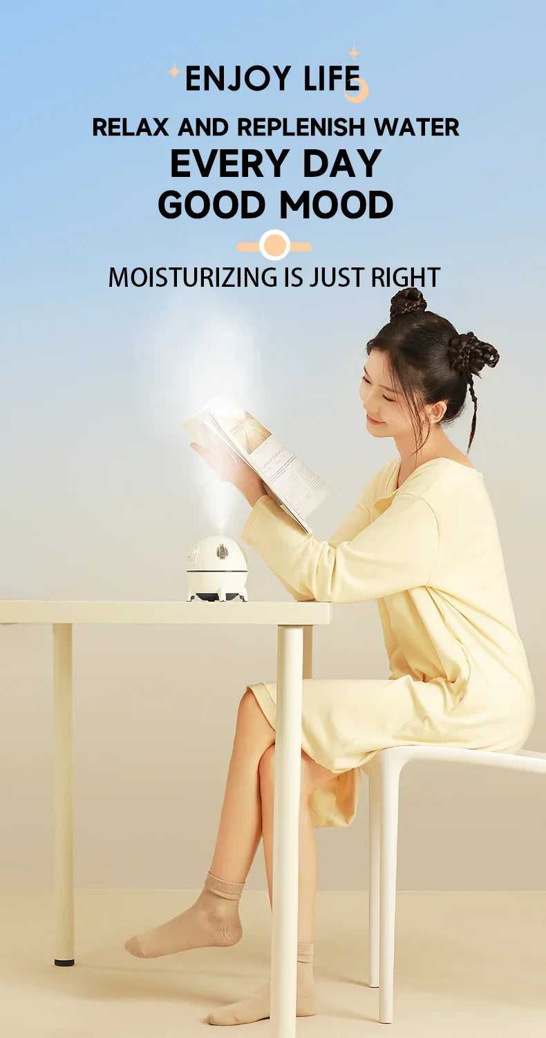 Shopdroplo Portable Astronaut Humidifier with LED Light & Aroma Diffuser – USB Powered Mini Air Purifier for Home & Office