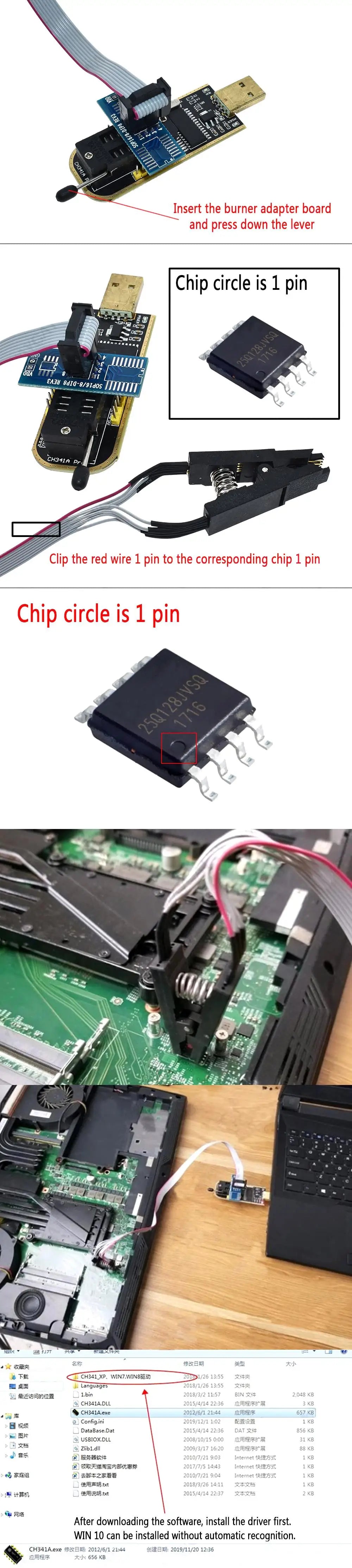 Shopdroplo CH341A USB EEPROM Flash BIOS Programmer + SOIC8 Test Clip