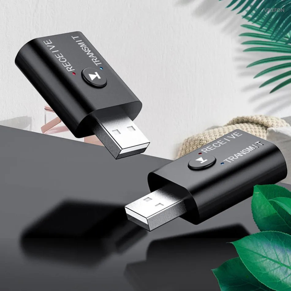 Shopdroplo Bluetooth 5.0 Audio Transmitter & Receiver – Wireless 3.5mm AUX & RCA USB Dongle Adapter for TV, Car, Speakers & Headphones