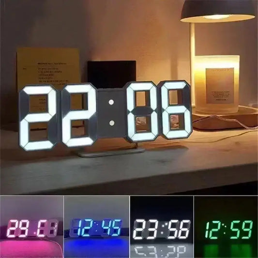Shopdroplo 3D LED Digital Wall Clock – Glow Night Mode, Adjustable Brightness, Modern Home Decor (230mm)