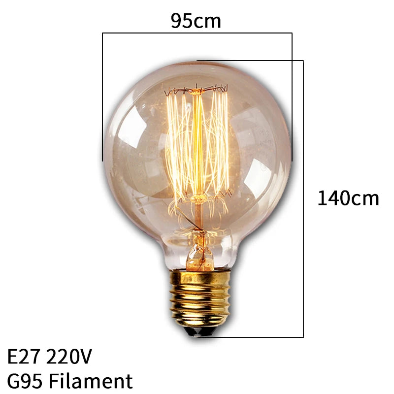 Shopdroplo Dimmable Edison Vintage Light Bulb – E27 40W 220V Retro Amber Glass Incandescent Lamp for Home Decor