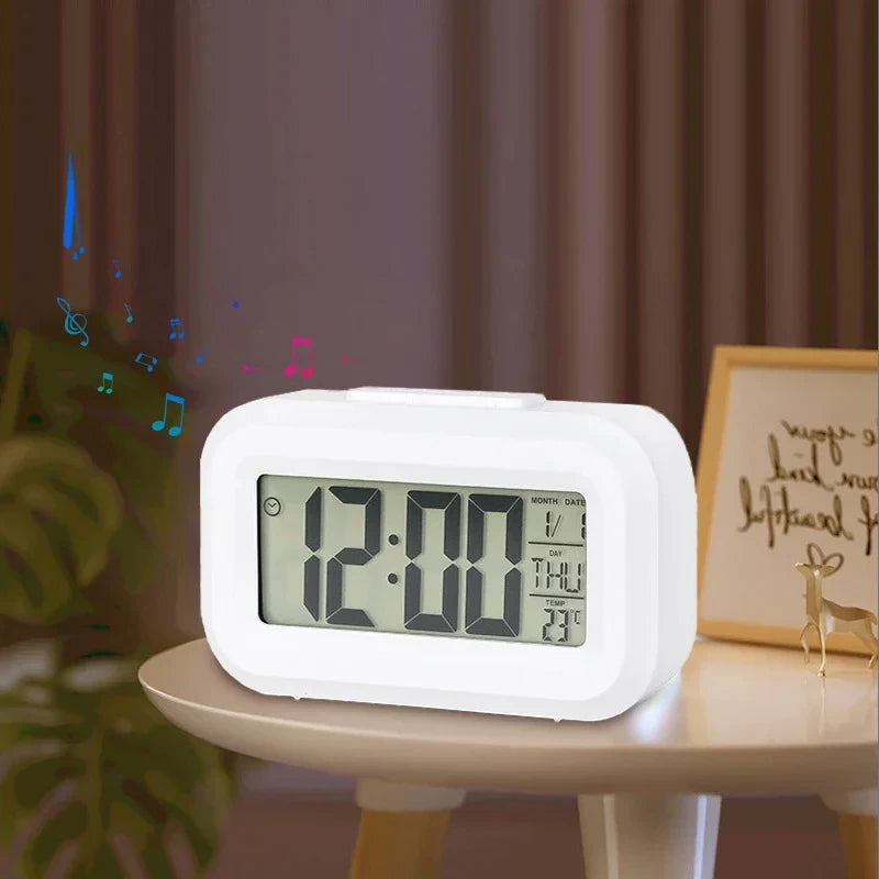 Shopdroplo LED Digital Alarm Clock – Backlight, Snooze, Temperature, Calendar, Multifunction Desktop Time Display
