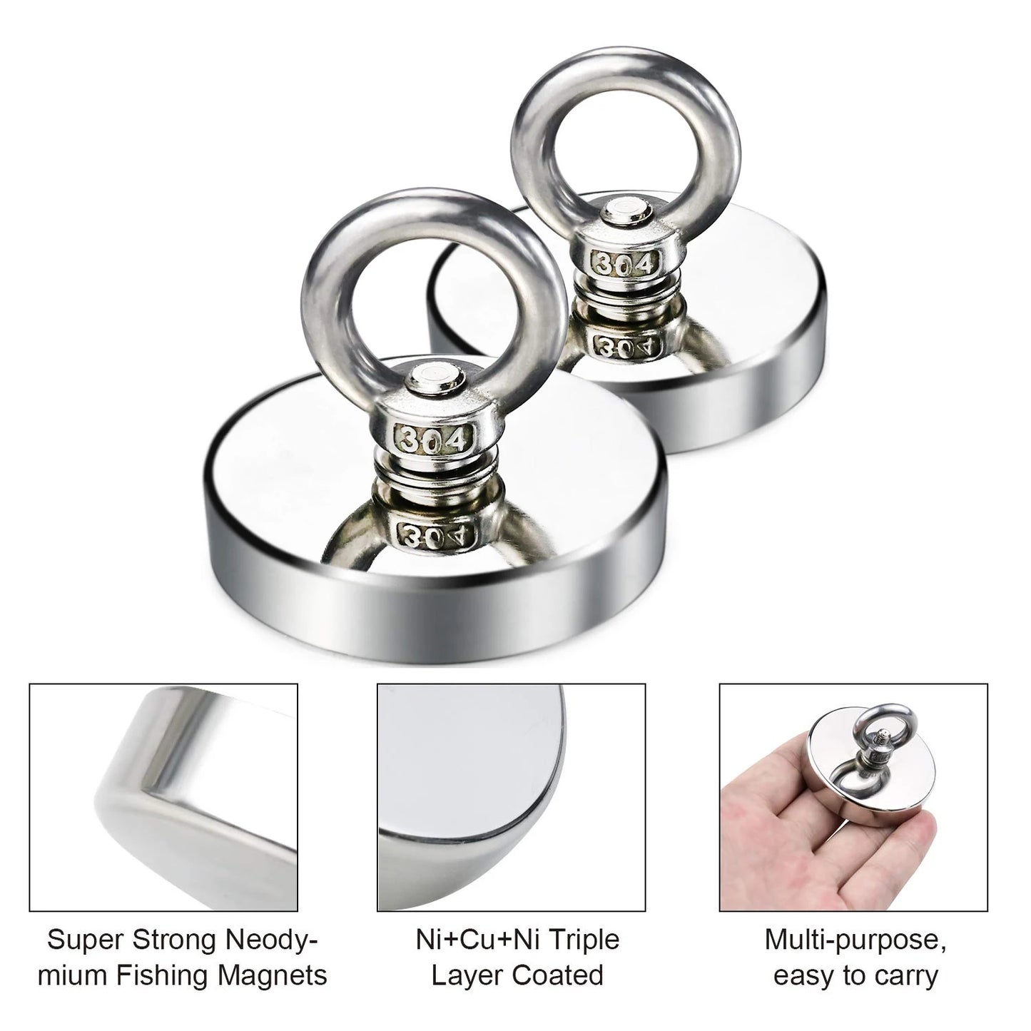 Shopdroplo Super Strong Neodymium Fishing Magnet – Heavy-Duty Salvage Magnet with Eyebolt