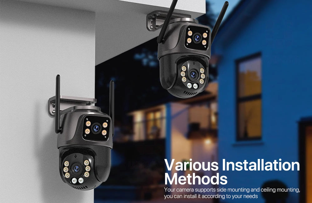 Shopdroplo™ 4K 8MP WiFi PTZ Outdoor Security Camera – Dual Lens, AI Auto Tracking, Night Vision, IP66 Waterproof