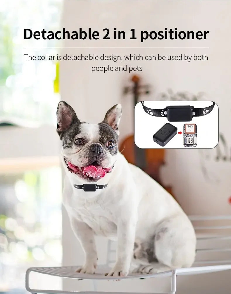 Shopdroplo Waterproof Pet GPS Tracker – Real-Time Location, Adjustable Collar, Remote Control Locator for Cats & Dogs (GSM, AGPS)