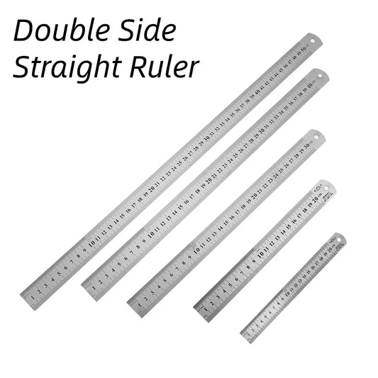 Shopdroplo Stainless Steel Double-Sided Precision Ruler – Metric & Imperial Measuring Tool (15cm to 50cm)