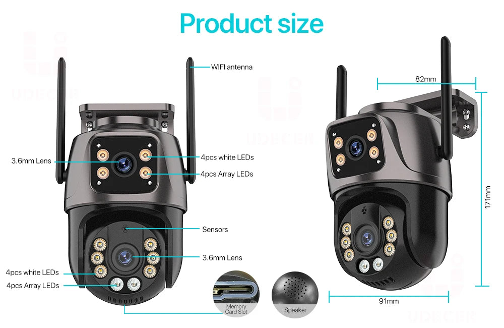 Shopdroplo™ 4K 8MP WiFi PTZ Outdoor Security Camera – Dual Lens, AI Auto Tracking, Night Vision, IP66 Waterproof
