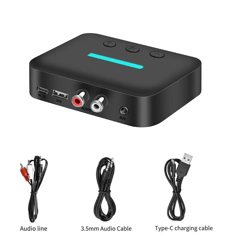 Shopdroplo Bluetooth 5.3 Audio Receiver – Wireless AUX/RCA Adapter with USB U-Disk Playback for Speakers, Stereos & Amps