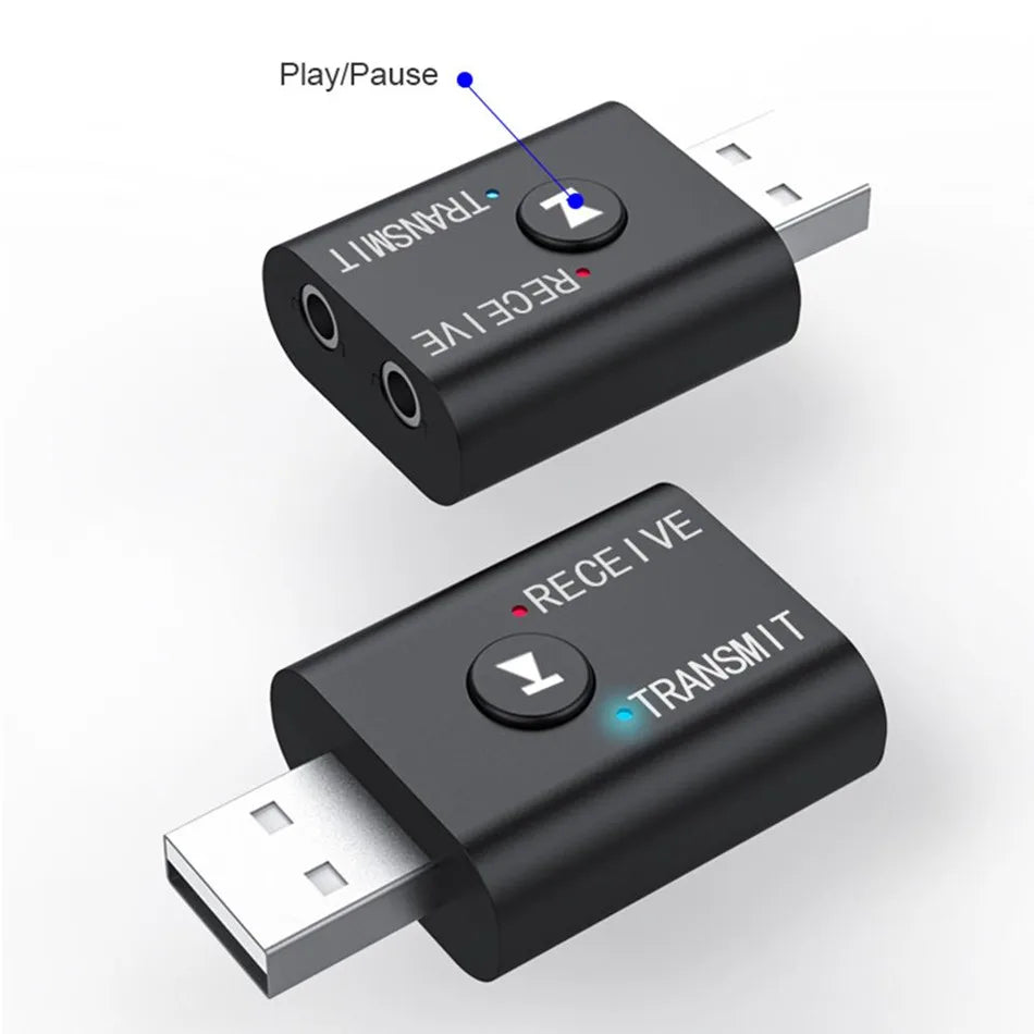 Shopdroplo Bluetooth 5.0 Audio Transmitter & Receiver – Wireless 3.5mm AUX & RCA USB Dongle Adapter for TV, Car, Speakers & Headphones