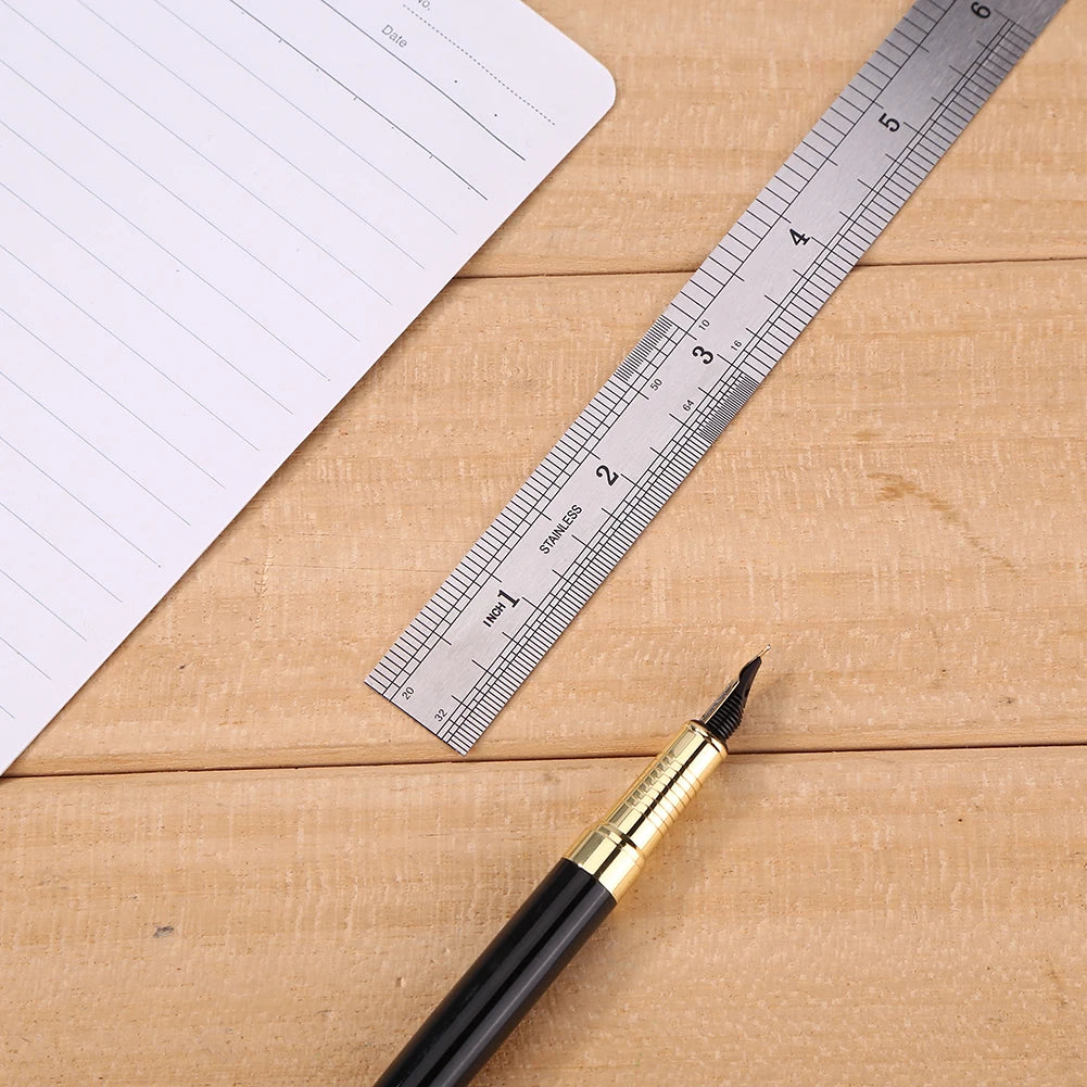 Shopdroplo Stainless Steel Double-Sided Precision Ruler – Metric & Imperial Measuring Tool (15cm to 50cm)