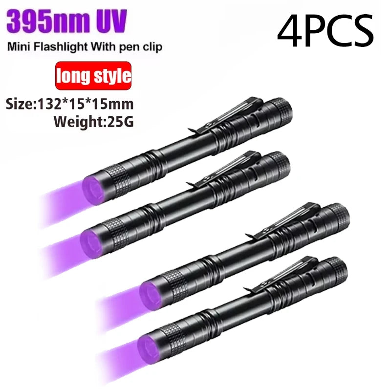 Shopdroplo™ UV Flashlight 395nm – Mini Ultraviolet Torch with Clip for Pet Urine, Scorpion, & Stain Detection