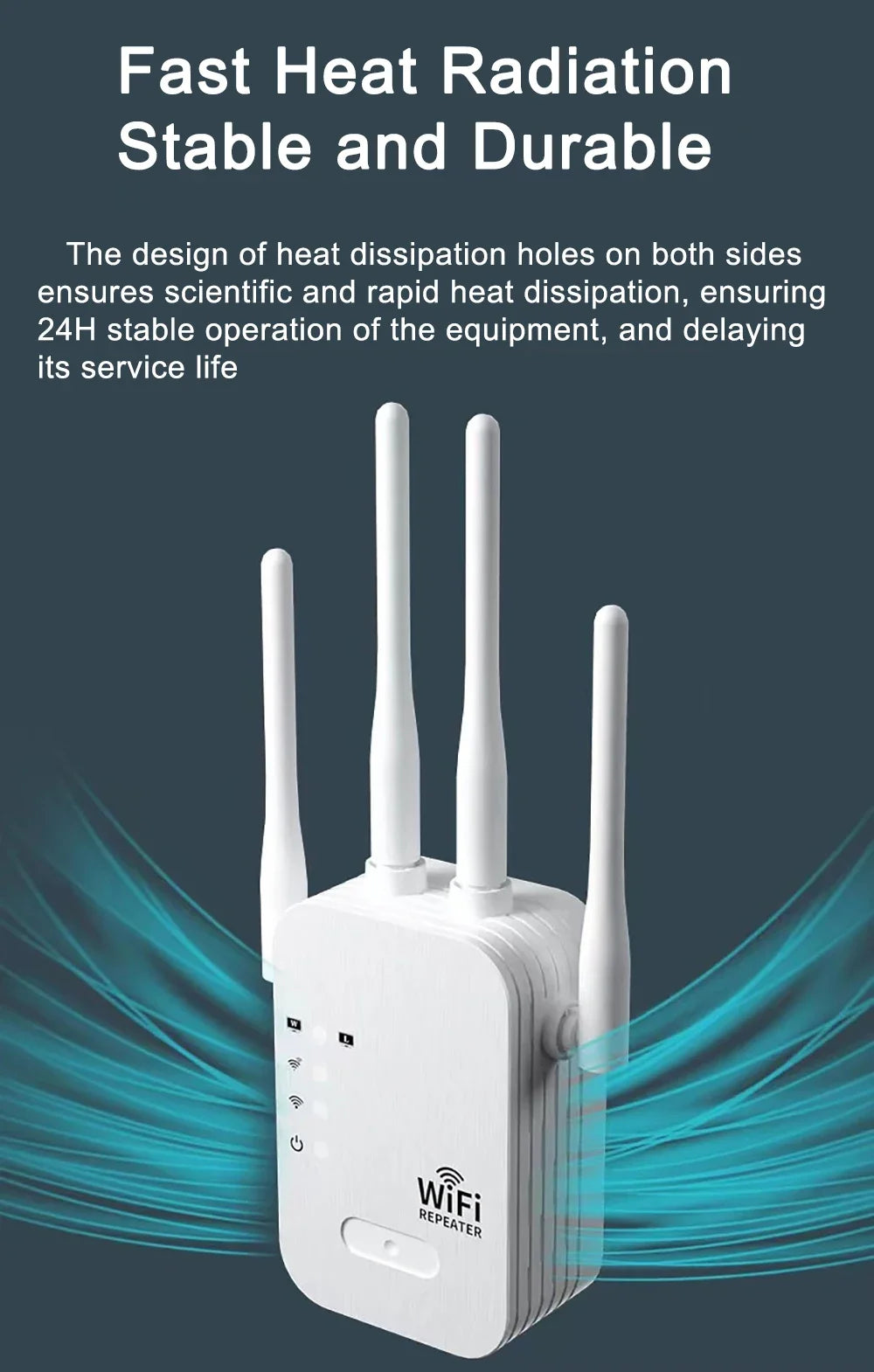 Shopdroplo EWIND 1200Mbps Dual-Band WiFi Repeater – 5G & 2.4G Wireless Signal Extender with Internal Antennas, Long-Range Booster for Home Use