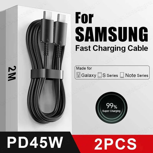 Shopdroplo™ 2PCS 45W PD USB-C to USB-C Fast Charging Cable for Samsung, Xiaomi, iPhone 15, MacBook & More