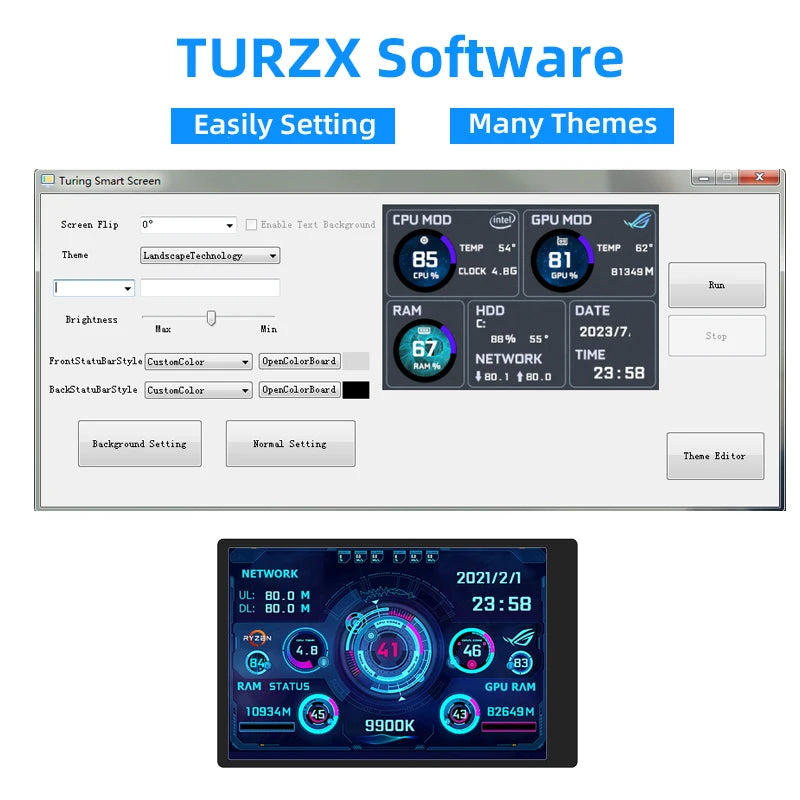Shopdroplo 3.5-Inch USB Type-C IPS Secondary Monitor – Real-Time CPU GPU RAM Display