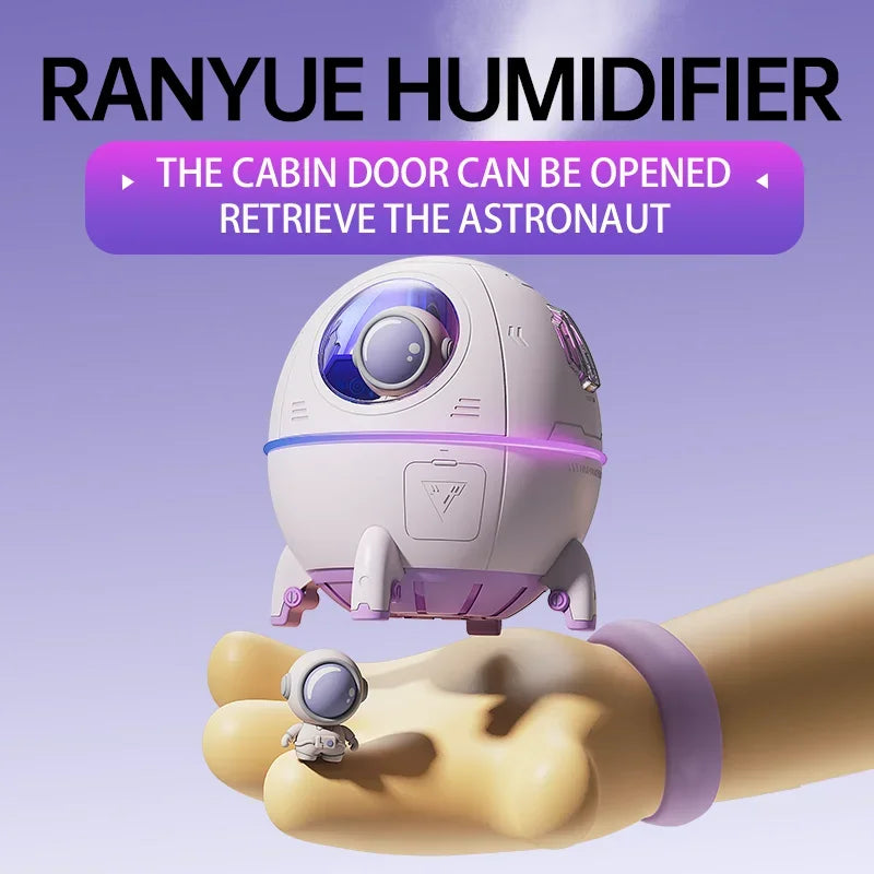 Shopdroplo Portable Astronaut Humidifier with LED Light & Aroma Diffuser – USB Powered Mini Air Purifier for Home & Office