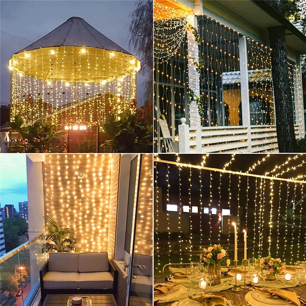 Shopdroplo LED Solar Fairy Curtain Lights – Waterproof Outdoor String Lights for Garden & Christmas Décor