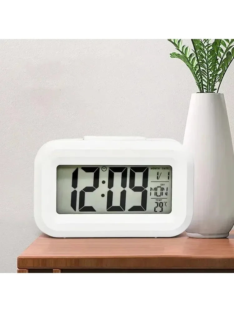 Shopdroplo LED Digital Alarm Clock – Backlight Snooze Calendar Thermometer Desktop Table Clock