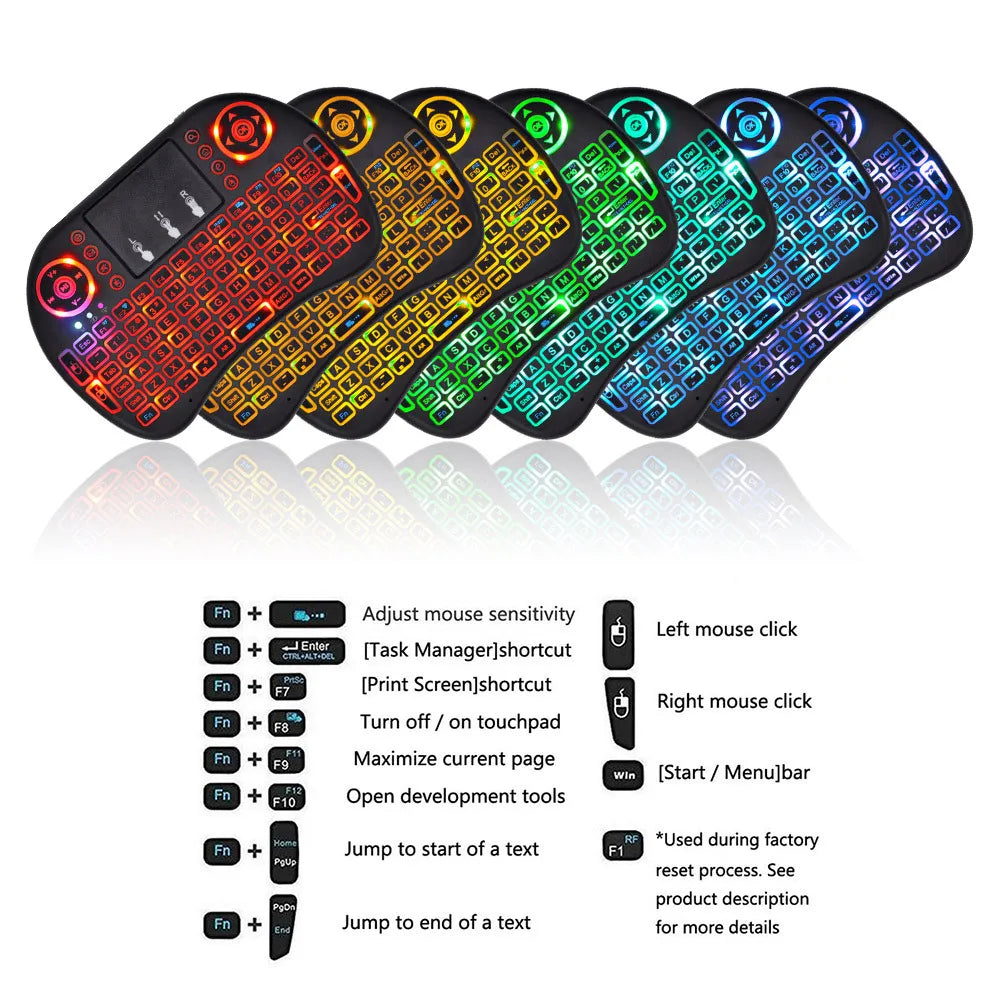 Shopdroplo™ i8 2.4G Wireless Air Mouse & Backlit Mini Keyboard – Touchpad Remote for PC, Laptop, Android TV Box