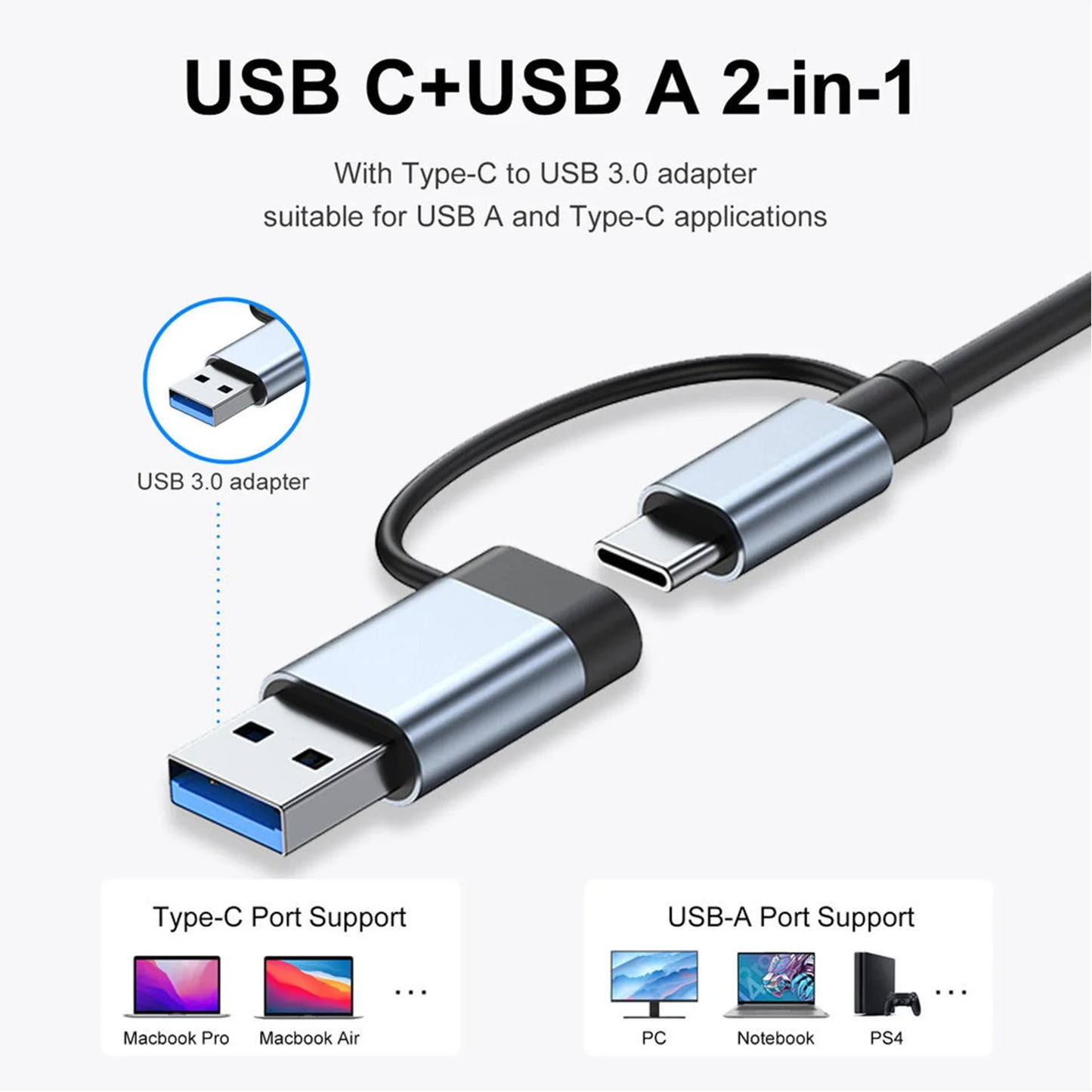 Shopdroplo™ 7-in-1 USB-C Hub Extender – High-Speed USB Splitter for Laptops & PCs