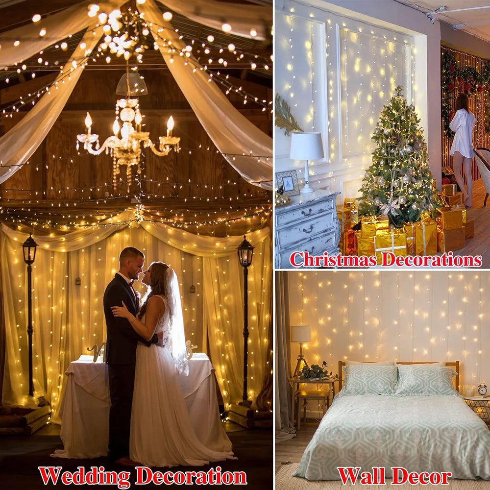 Shopdroplo LED Solar Fairy Curtain Lights – Waterproof Outdoor String Lights for Garden & Christmas Décor