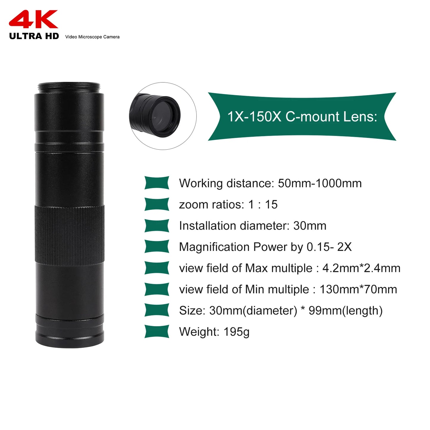 Shopdroplo YIZHAN 48MP 4K Soldering Microscope – HDMI/USB Digital Video Microscope with 150X Lens, LED Light & Adjustable Stand