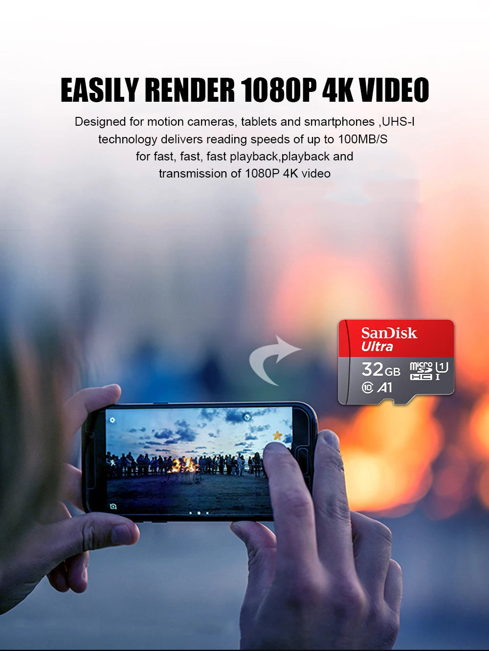 Shopdroplo Original SanDisk Micro SD Card – 32GB/64GB/128GB/256GB TF Memory Card UHS-1 Class 10 for Phone, Camera & PC