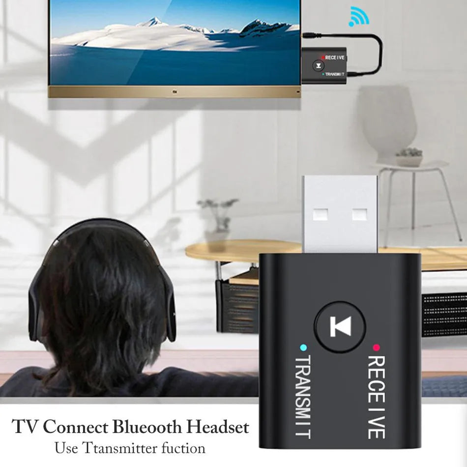 Shopdroplo Bluetooth 5.0 Audio Transmitter & Receiver – Wireless 3.5mm AUX & RCA USB Dongle Adapter for TV, Car, Speakers & Headphones