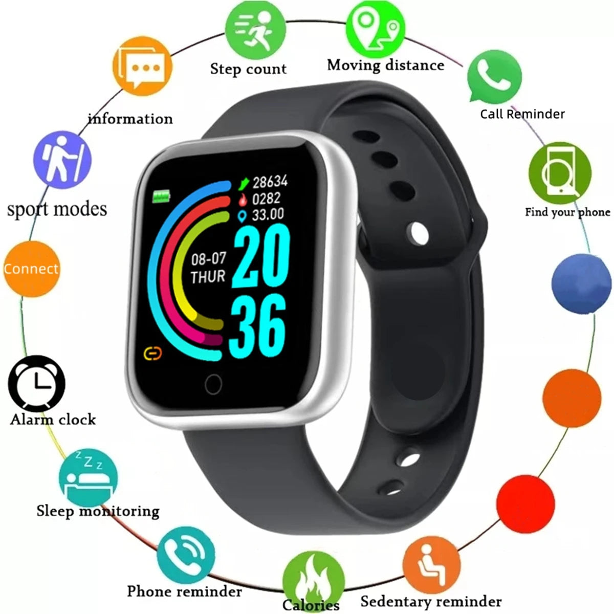 Shopdroplo CHAONB Smart Watch – 1.44” Fitness Tracker with Heart Rate & Sleep Monitor, Message Alert Bracelet for Men & Women