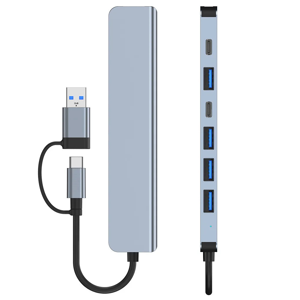 Shopdroplo™ 7-in-1 USB-C Hub Extender – High-Speed USB Splitter for Laptops & PCs