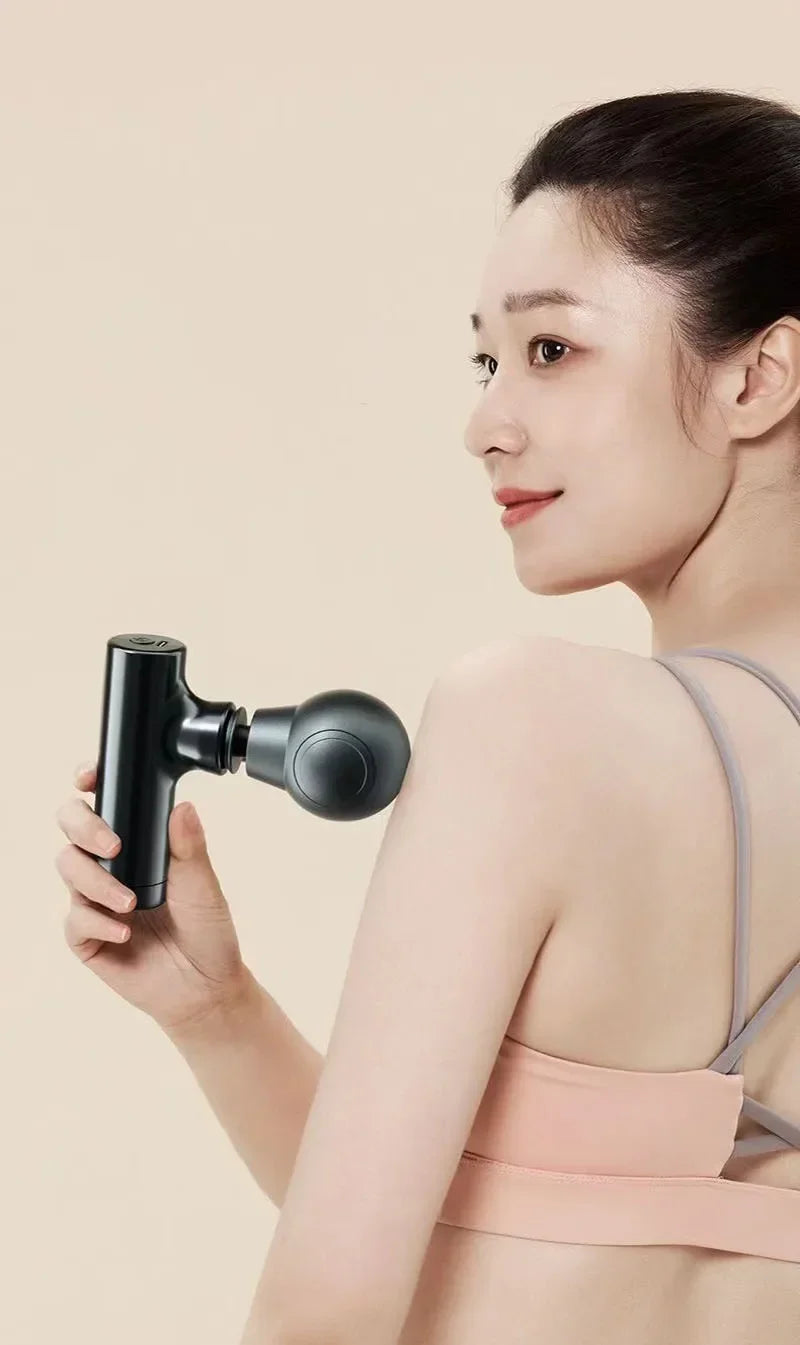 Shopdroplo™ Mini LCD Fascia Massage Gun – 6 Heads Deep Tissue Massager for Neck, Feet & Full Body (USB Rechargeable)