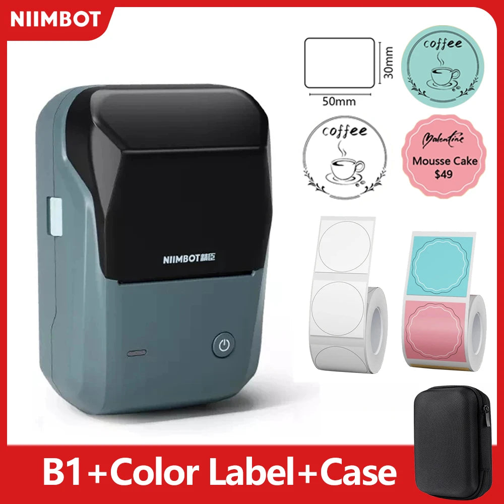 Shopdroplo Mini Label Thermal Printer Niimbot B1 Portable Bluetooth Sticker & Tag Printer