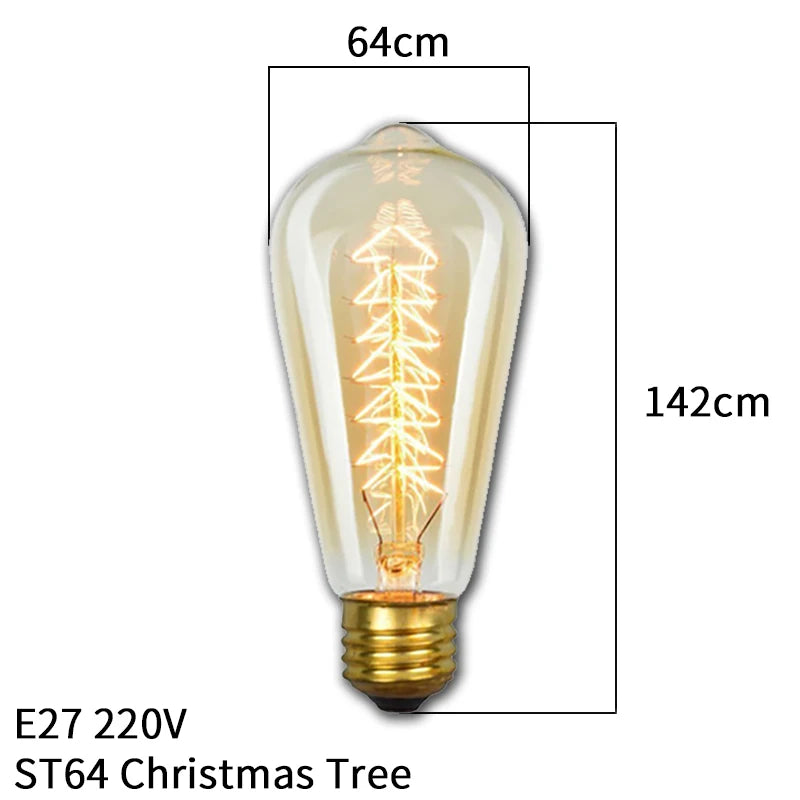 Shopdroplo Dimmable Edison Vintage Light Bulb – E27 40W 220V Retro Amber Glass Incandescent Lamp for Home Decor