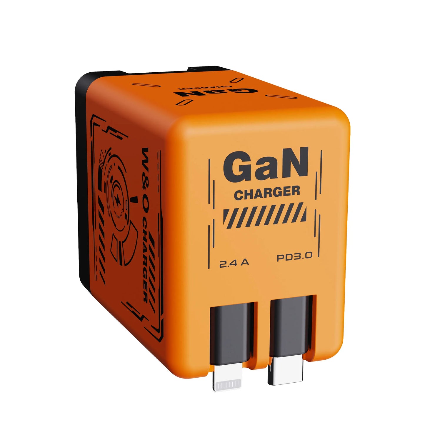 Shopdroplo™ W&O GaN 20W Fast Charger with Liquid Silicone Cable – Type C & Lightning for iPhone/Xiaomi